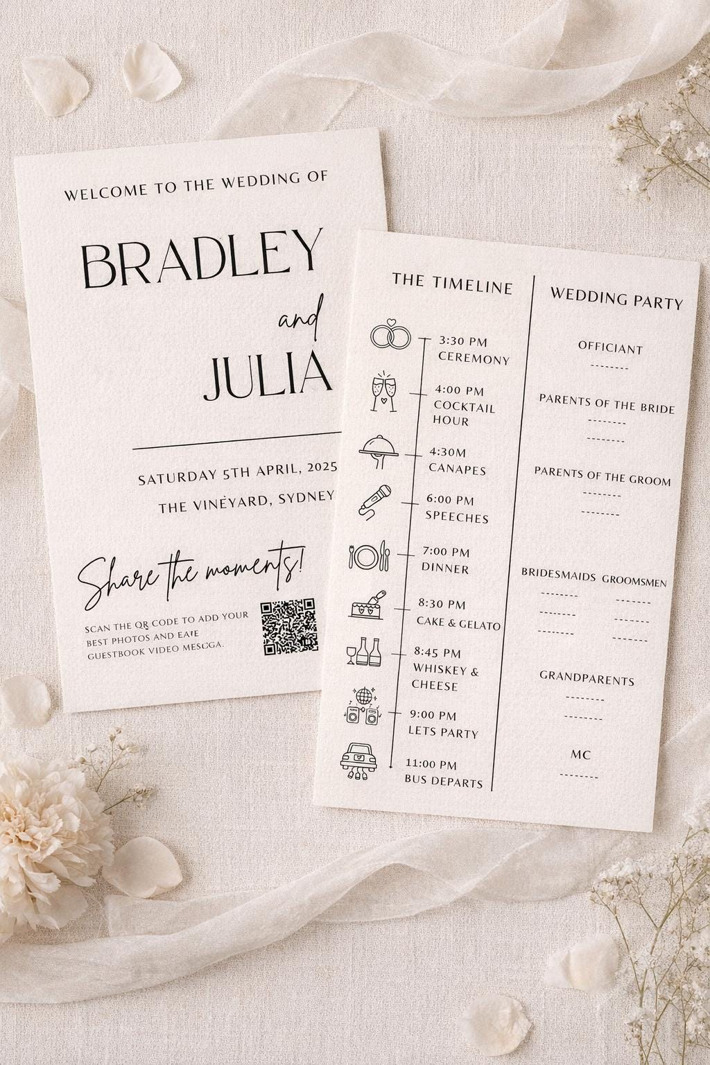 Wedding Program Simple Layout Wedding Program Template: Minimalist Design, Editable on Canva. - Etsy