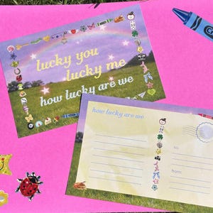 Lucky Postcard – Cute Aesthetic Good Luck Card, Lucky Charm Design, Gift Insert, Good Vibe Postcard, Gift Note, Stationery, Snail Mail