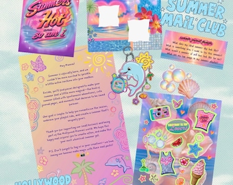 Snail Mail Summer Theme Sticker & Stationery Kit, Happy Mail, Cute Journaling Supplies, Stationery Gift, Scrapbook Gift, Junk Journal Kit
