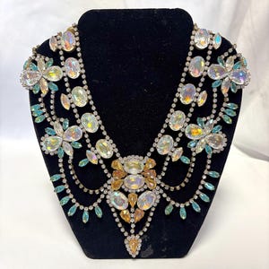 Vintage &#39;Bijoux&#39; London Runway Rhinestone Bib Necklace