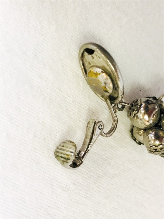 Vintage Silver Dangling Balls Clip-on Earrings - image 8