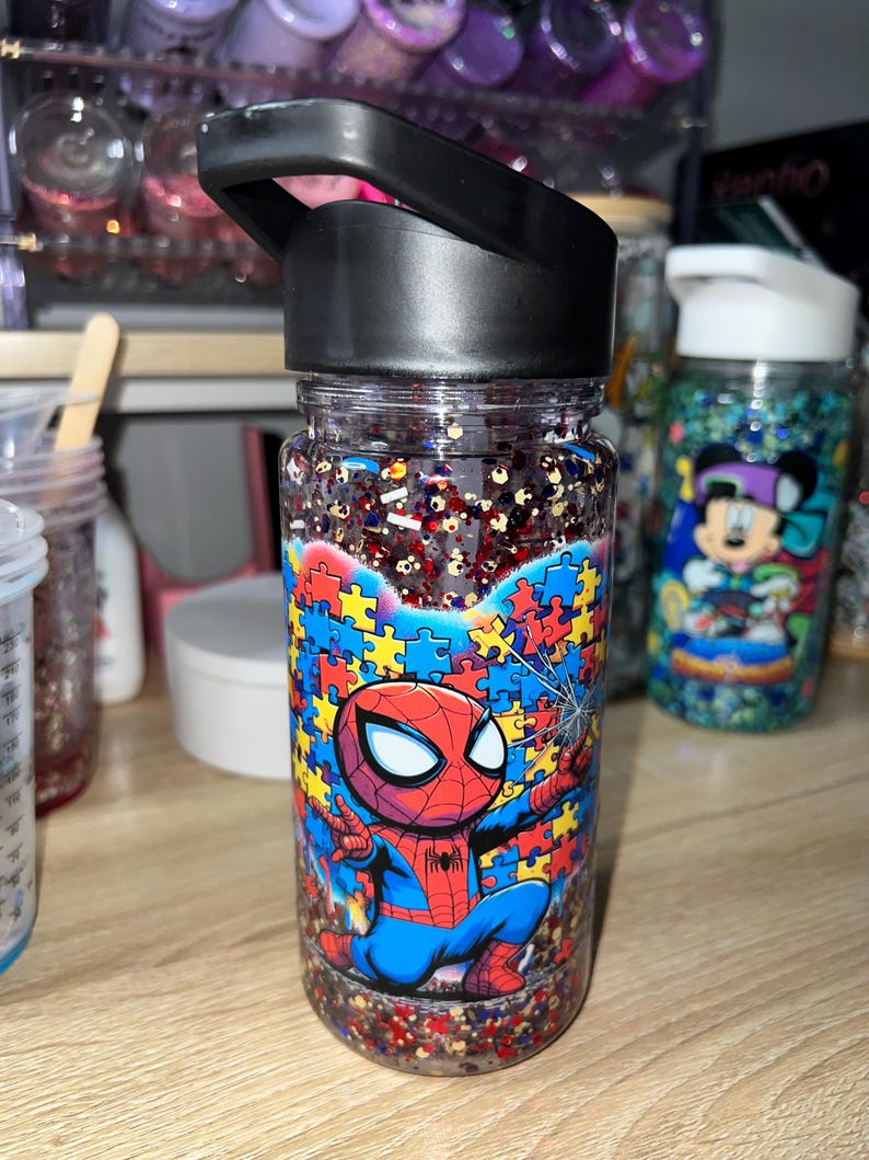 Autism Awareness Tumbler | Spider-Man Inspired Tumbler | Kids Sports Bottle | Special Needs Gift | 10oz Kids Cup | image 1