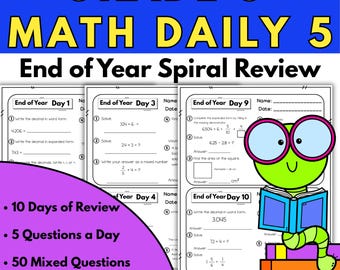 Recension av matematikspiralen för årskurs 5: 10 dagars utskrifts- och övningspass inför årsslutet