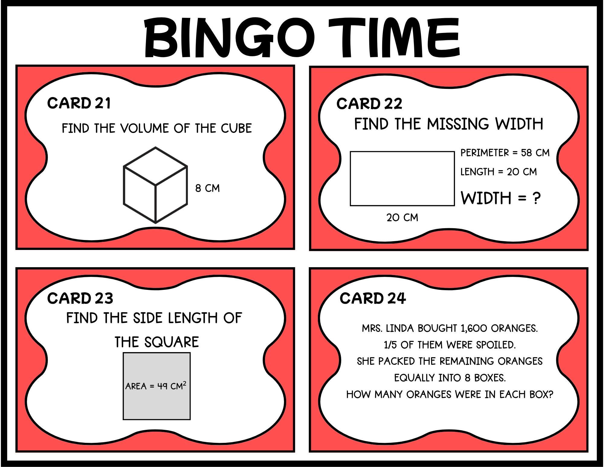 5th Grade Math Bingo Game End of Year Review Printable Math Activity - Etsy