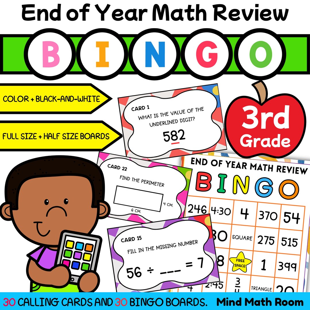 3rd Grade Math End of Year Review BINGO: Fun Test Prep & Engaging ...