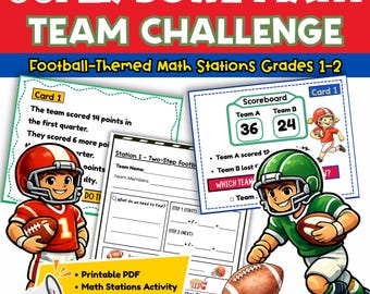 Desafio de Matemática do Super Bowl | Problemas de Futebol Americano para o 1º e 2º ano (PDF para imprimir)