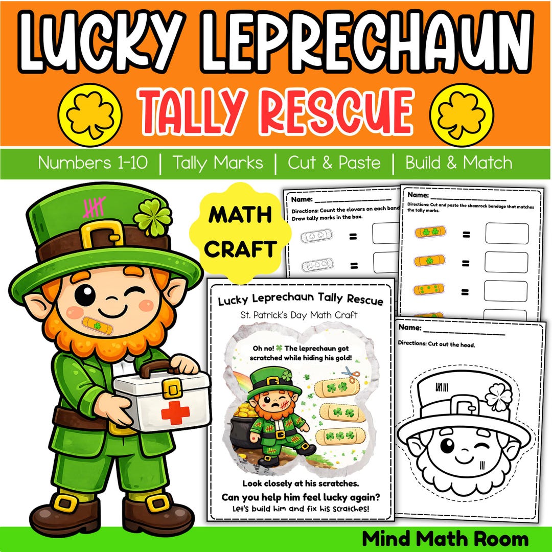 St Patrick's Day Math Craft – Leprechaun Tally Marks 1-10 (printable ...
