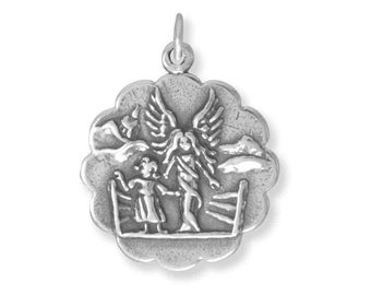 Religious Guardian Angel Charm - 925 Sterling Silver