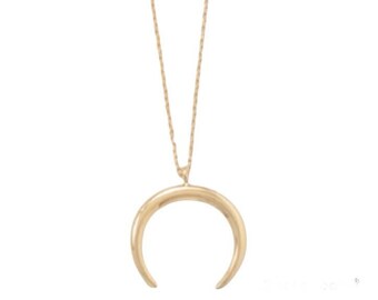 14 Karat Gold Plated Crescent Pendant Necklace