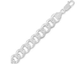 MEN’S 8.3mm Sterling Silver 220 Beveled CURB Bracelet or Necklace Chain