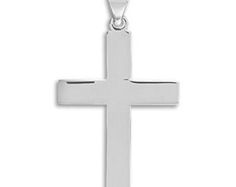 ENGRAVABLE Sterling Silver Religious Mens or Womens Plain Cross Pendant