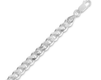 MENS 5.7mm Sterling Silver 150 Beveled Curb Necklace Chain