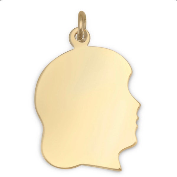 Engravable GIRL 14K Gold Filled Silhouette Charm Pendant