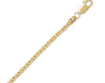 2.1mm 14k GOLD FILLED Reverse Twisted Rope Chain Necklace - 16 18 20 24 30 inch