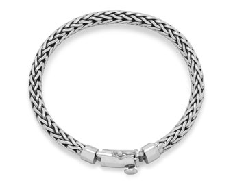 MENS Upscale and High Quality 925 Sterling Silver Oxidized Woven Bali Bracelet