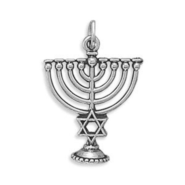 Menorah Judaica Charm - 925 Sterling Silver