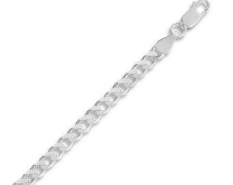 Men’s 4.4mm Sterling Silver 120 Beveled Curb Chain Necklace.