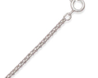 1mm CHILD'S JUNIOR'S Sterling Silver 13 inch and 1 inch Extension Rolo Chain Necklace for Pendant