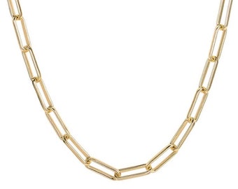 Adjustable 21” 14 Karat Gold Plated over 925 Sterling Silver PAPERCLIP Chain Necklace