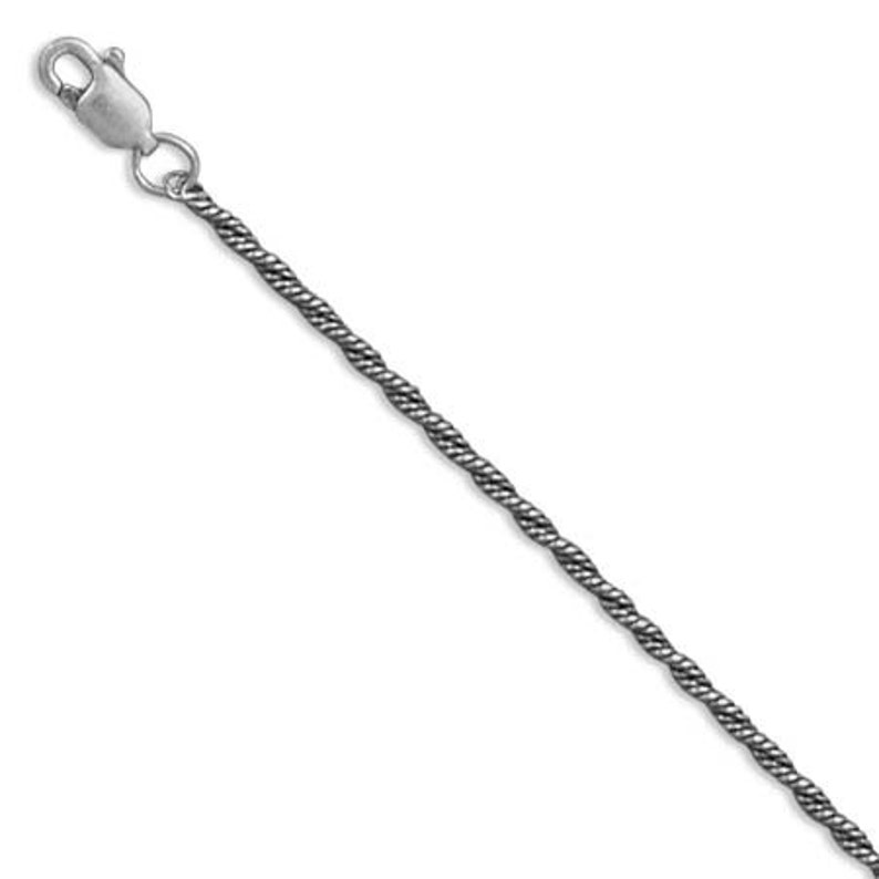 1.7mm Sterling Silver 20 INCH Oxidized Curb Rope Chain