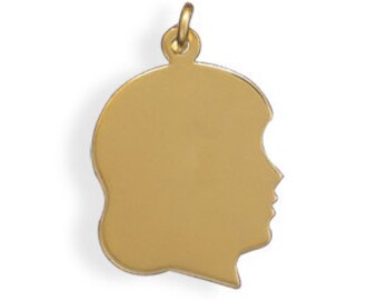 14K Gold Filled Engravable Girl Silhouette Charm Pendant