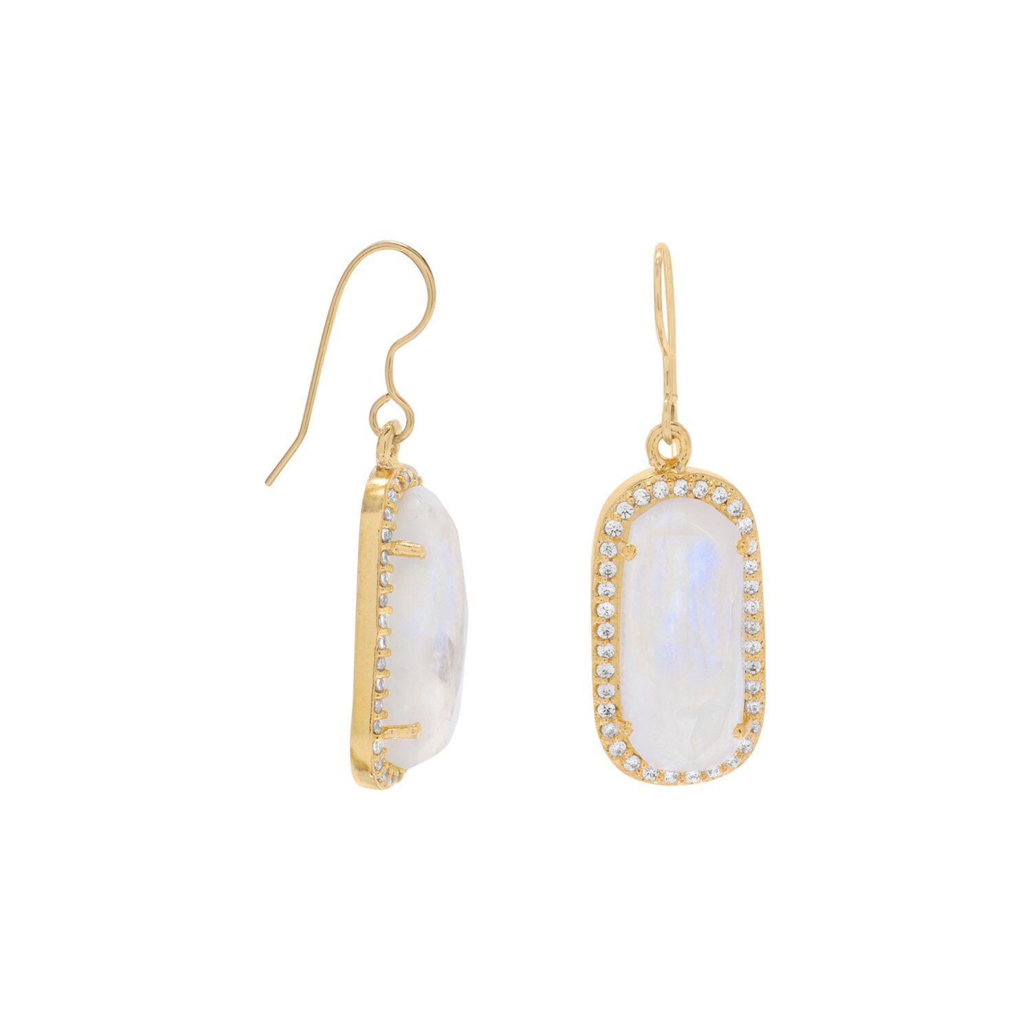 14 Karat Gold Plated Multi-Color CZ Moon Earrings