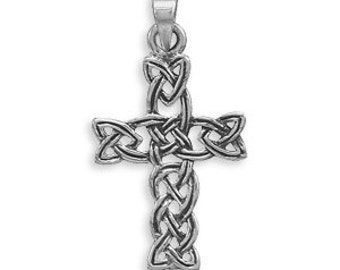 MEN'S Oxidized Irish Trinity Celtic Cross Pendant - 925 Sterling Silver