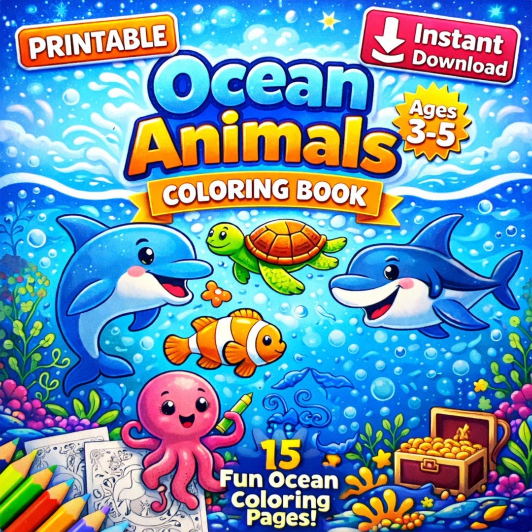 Ocean Animals Coloring Pages for Kids Ages 5-8 | Printable Sea ...