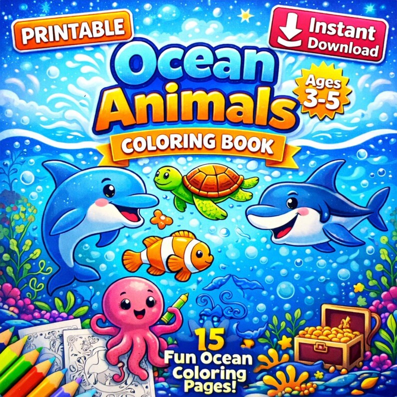 Ocean Animals Coloring Pages for Kids Ages 5-8 | Printable Sea ...