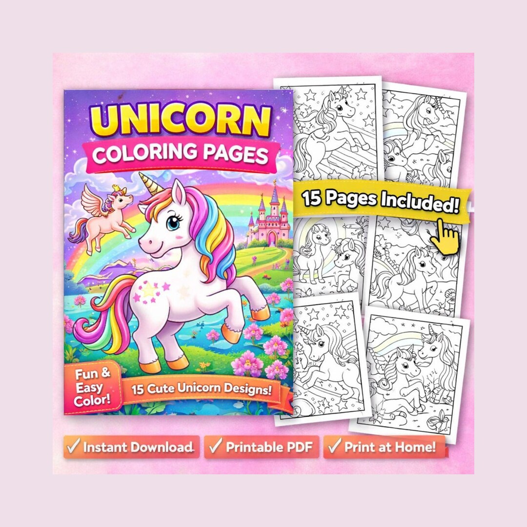 Unicorn Coloring Book Printable – 15 Magical Coloring Pages for Kids ...