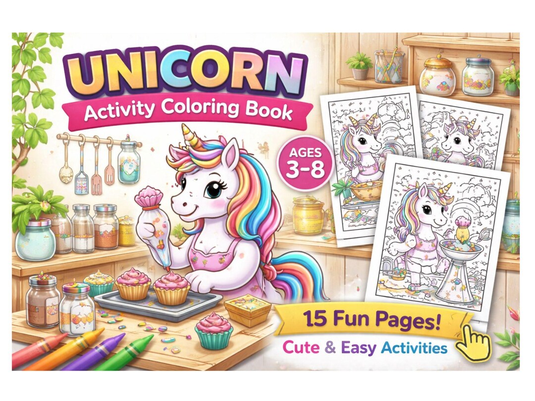 Unicorn Activity Coloring Book for Kids Ages 3-8 | Printable Unicorn ...
