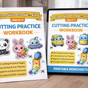 Scissor Skills Printable for Kids Ages 2–5 | Cutting Practice Workbook | Cute Animals Activity | Preschool Fine Motor Skills