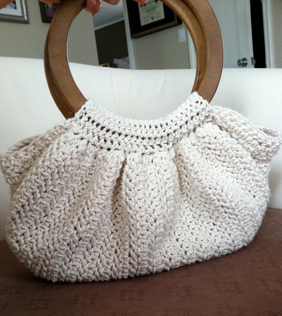 Items similar to Crochet Bag with Wooden Handles on Etsy