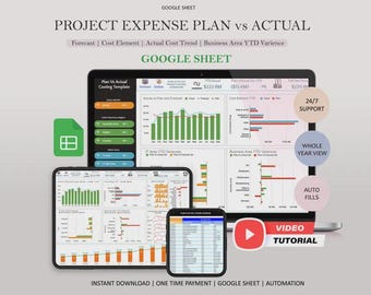 Project Expense plan vs  Actual,  Project budget Tracker, Budget Spreadsheet, Budget Comparison & Insight