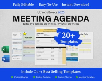 Customizable Meeting Agenda Templates | Meeting Minutes Templates | Bundle  2025