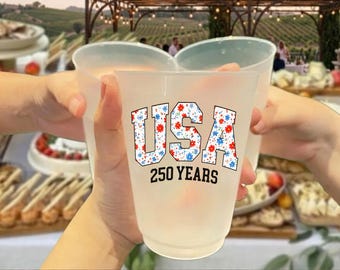 America 250th Anniversary Cups, Custom Plastic Cups, USA Semiquincentennial Party Favors, Together We Celebrate Cups