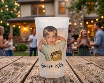 Personalized Senior Vintage Photo Frosted Cups, Custom Photo Senior Cup, Grad Party Favor Cup, Graduation Drinkware Cup, Graduation Gifts