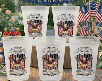 Vasos de plástico esmerilado conmemorativos del 250 aniversario de la América patriótica – Diseño del águila estadounidense