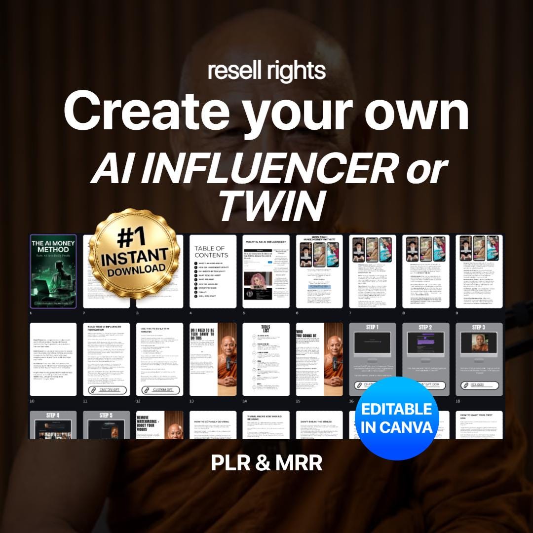 AI Influencer Guide | Create & Monetize Your AI Twin (canva, PLR) - Etsy