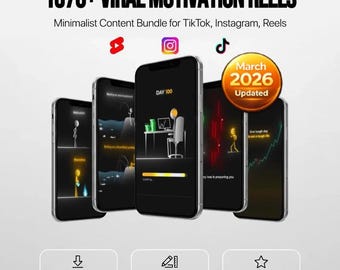 Plus de 1370 bobines de motivation virale | Instagram, clips de contenu TikTok, vidéos minimalistes sans visage, pack médias sociaux prêt à publier DFY PLR