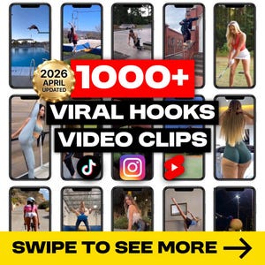 Plus de 1 000 vidéos de hooks virales et plus de 27 000 idées de hooks DPP MRR Droits de revente Bobines TikTok Shorts Social Media Growth Pack Téléchargement numérique image 1