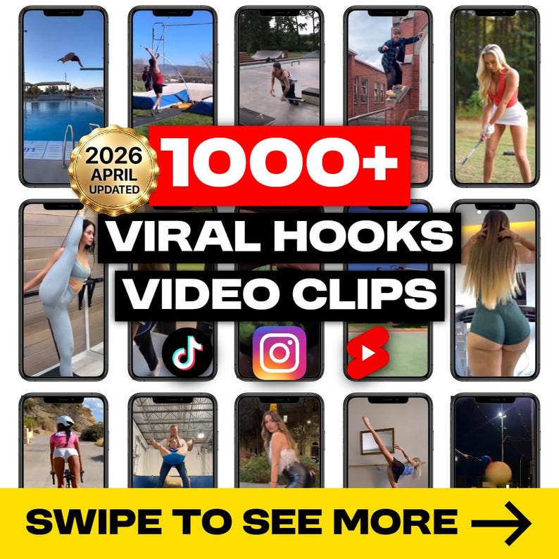 Plus de 1 000 vidéos de hooks virales et plus de 27 000 idées de hooks DPP MRR Droits de revente Bobines TikTok Shorts Social Media Growth Pack Téléchargement numérique image 1