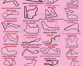 F1レースサーキットマップ、2025年F1スケジュール（デジタルダウンロード）