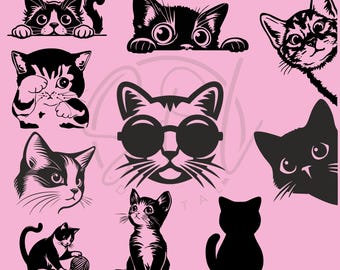 猫のデザインSVGバンドル、子猫のクリップアート（デジタルダウンロード）