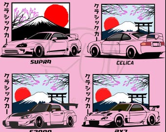 supraデザイン supra svg jdm Tシャツ用デジタルデザイン celica 線画 supra 線画 supra ベクター