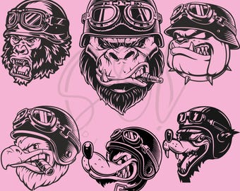動物バイカー、動物のSVG、Tシャツ用の動物デザイン、動物の世界、オートバイ、オートバイのSVG