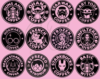 コーヒーロゴバンドル、ラインアートSVG、Tシャツデザイン（デジタルダウンロード）