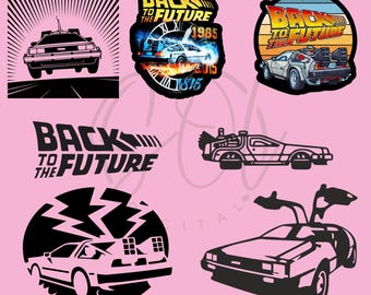 バック・トゥ・ザ・フューチャー デロリアン SVG、Tシャツデザイン（デジタルダウンロード）