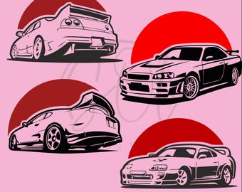 JDMカーベクター、スープラSVG、日本車、デジタル印刷可能
