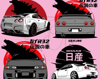 JDM Car SVG バンドル、日本車ベクターグラフィックス (デジタルダウンロード